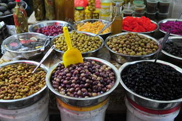 Olives in market stan