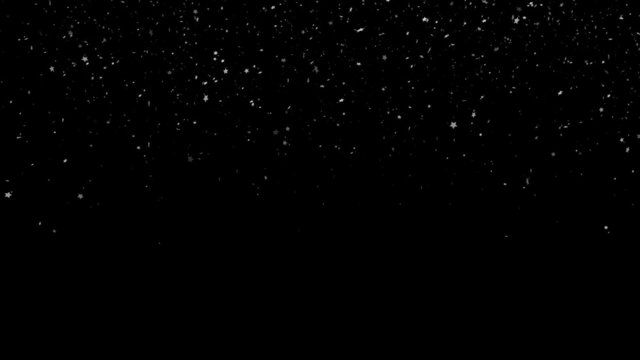 Stars confetti falling on black background with alpha matte