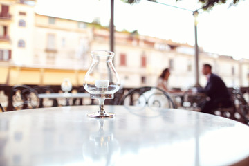 Bridal couple on vintage terrace