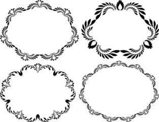 set of isolated floral frames