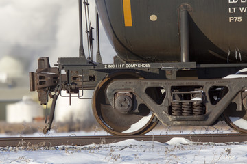 Close up rail car wheels