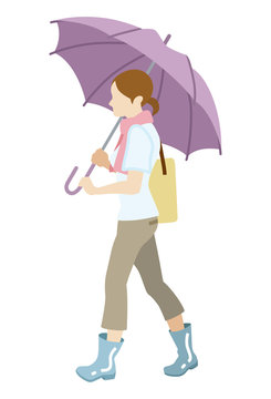 Walking woman has an Umbrella,Isolated