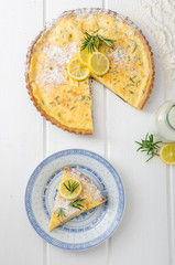 Lemon tart with rosemary