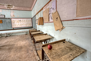 Abandoned School House red apple