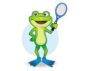 Obraz premium frog toad tennis character mascot image vector