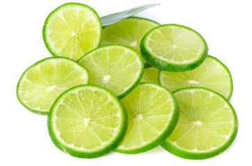 Fototapeta na wymiar Fresh lime slice isolated on white background