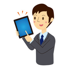 タブレット端末で説明するビジネスマン