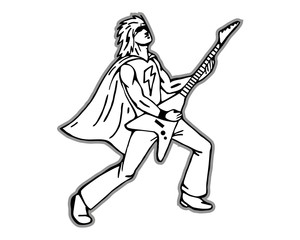 man boy guitar guitarist rock star character image vector
