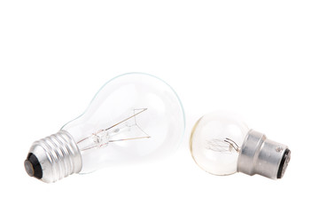 Light bulb on white background