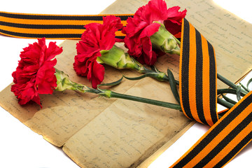 Red carnations and St. George's Ribbon