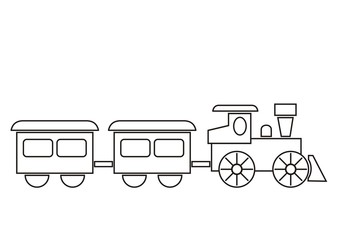 train, coloring book, black and white vector ilustration