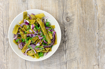 plate of fresh green beans
