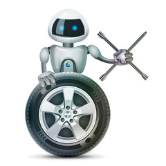 The robot with a wheel and a wheel brace, vector