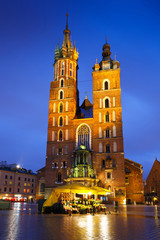 St. Mary's basilica in the main square of Krakow, Poland.