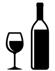 wine bottle and glass