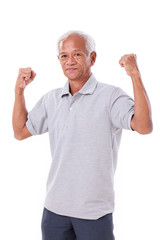 strong old man on white isolated background
