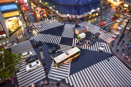 Belebte Stra&szlig;enkreuzung in Tokyo Zeitraffer
