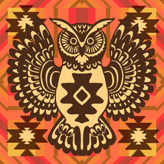 Tribal background with owl