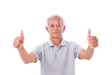 senior man giving two thumbs up