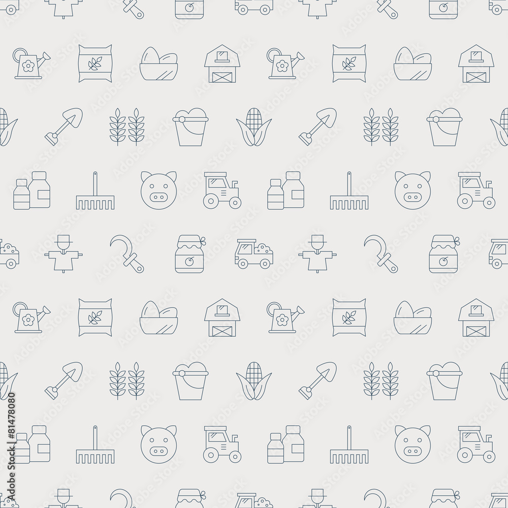 Sticker farming line pattern icon set