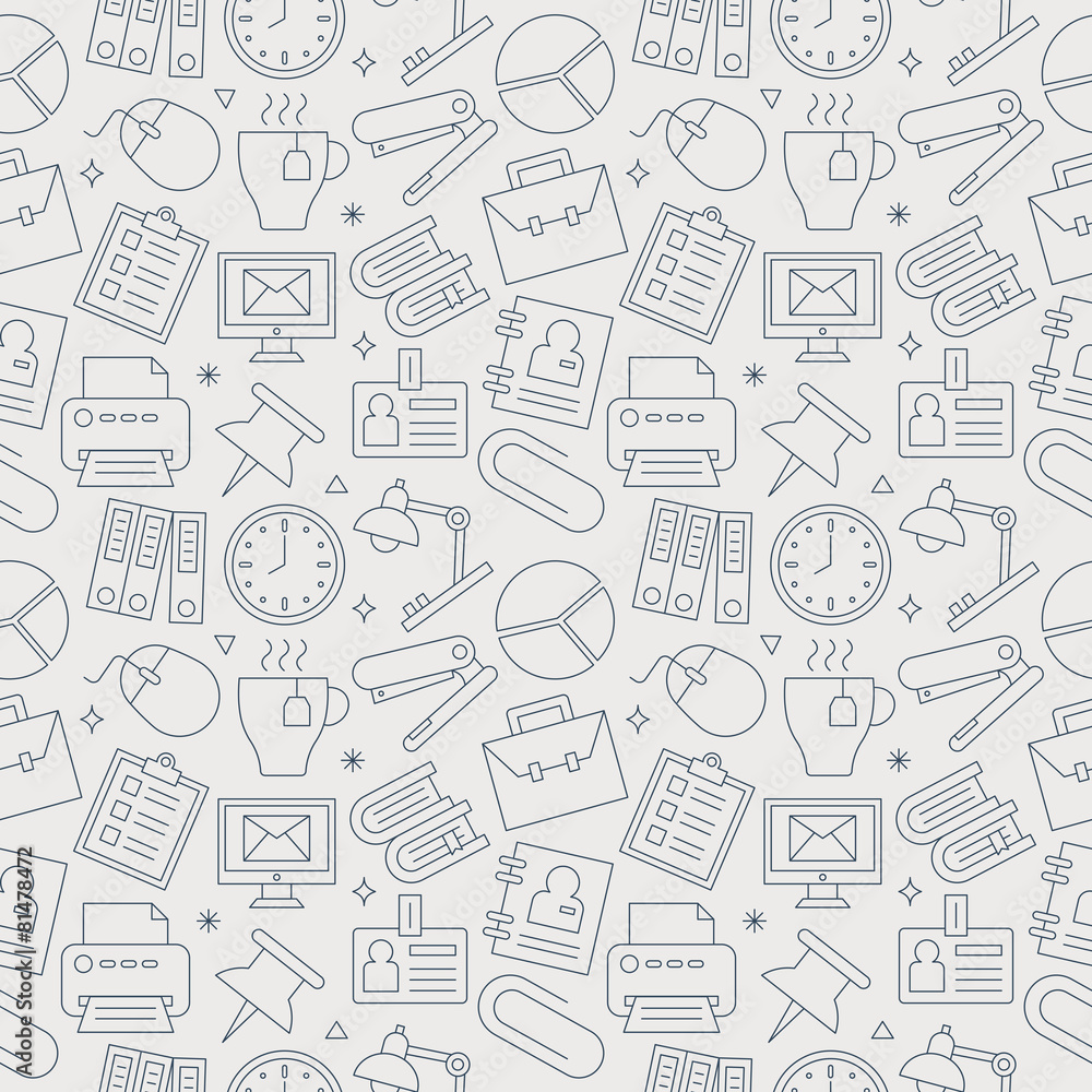 Sticker office line icon pattern set