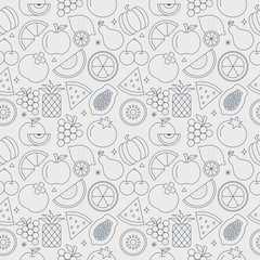 fruit line icon pattern set