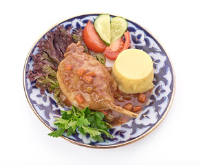 Roasted duck leg with red cabbage