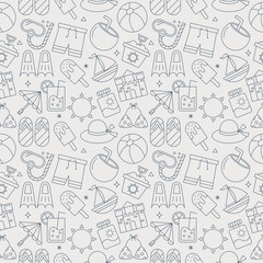 summer line icon pattern set