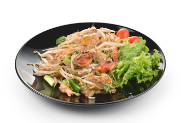 fried mussel with egg on black plate