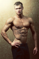 Fototapeta premium Male beauty & fashion concept. Portrait of handsome muscular man