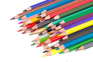pile of colored pencils isolated