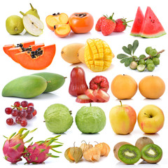 fruit collection isolated on white background