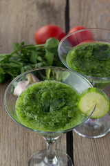 Cucumber smoothie in martini glass