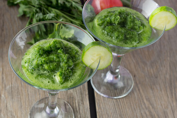 Cucumber gazpacho in martini glass