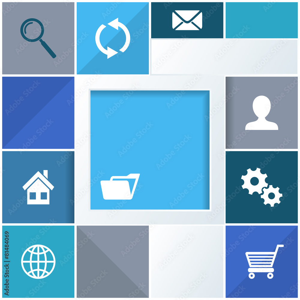 Poster infographic background with website icons