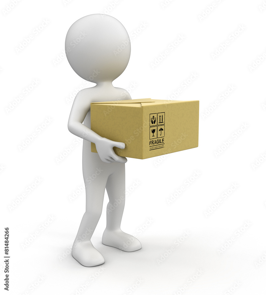 Poster man and package (clipping path included)