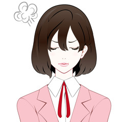 スーツの女性　怒る　目を閉じる