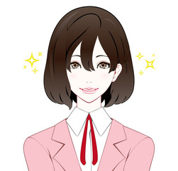 スーツの女性　期待　笑顔