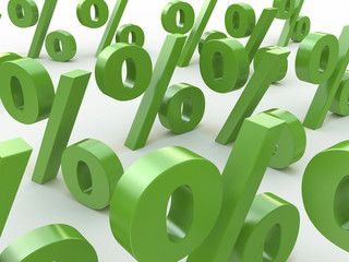 3D green signs percent