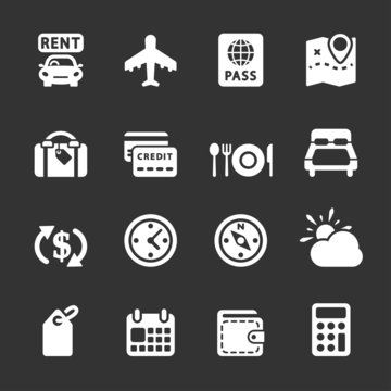 travel and vacation icon set 6, white version, vector eps10