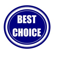 BEST CHOICE white stamp text on blueblack
