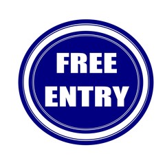 Free entry white stamp text on blueblack