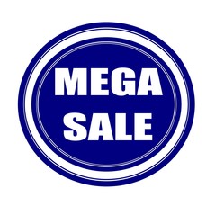 Mega sale white stamp text on blueblack