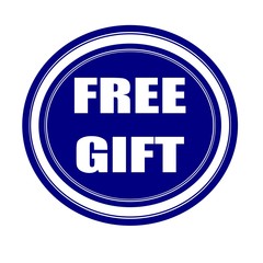 Free gift white stamp text on blueblack