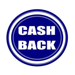 Cash back white stamp text on blueblack