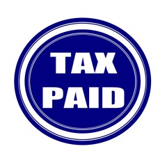 Tax paid white stamp text on blueblack