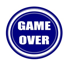 Game over white stamp text on blueblack