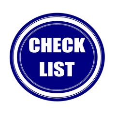Check list white stamp text on blueblack