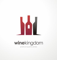 Wine bottle symbol with glasses in negative space