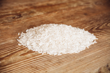 rice on wooden surface